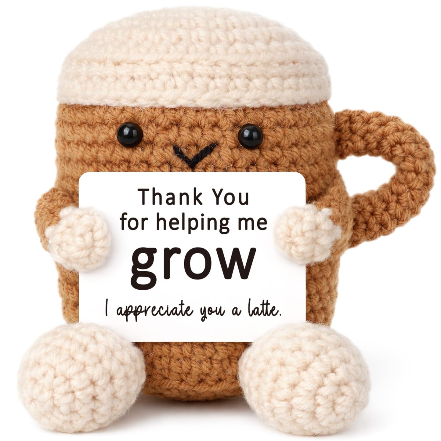 Mini Thank You Gifts for Women Men Boss Coworker Teacher Handmade Positive Crochet Coffee Appreciation Birthday Retirement Farewell Gifts for Mentor Team Leaders Supervisors Managers Work Bestie