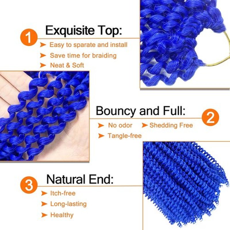 Blue Passion Twist Hair 30 Inch 2Packs Blue Water Wave Crochet Hair for Passion Twists Long Bohemian Braiding Protective Style Hair Extensions (30 Inch, 2 Packs, Blue#)