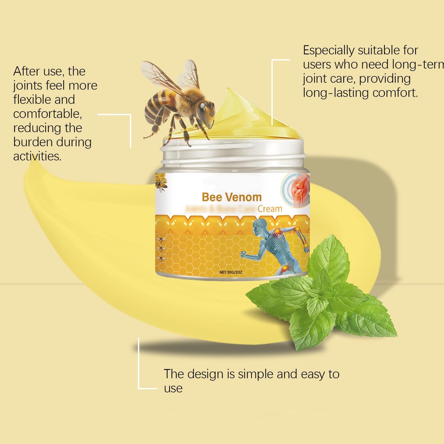 OSFRIAGE Bee Venom Joint Gel, Bee Venom Cream,Bee Venom Joint and Bone Cream for Back, Knee, Hands, Neck, Feet -30ML (2PCS)