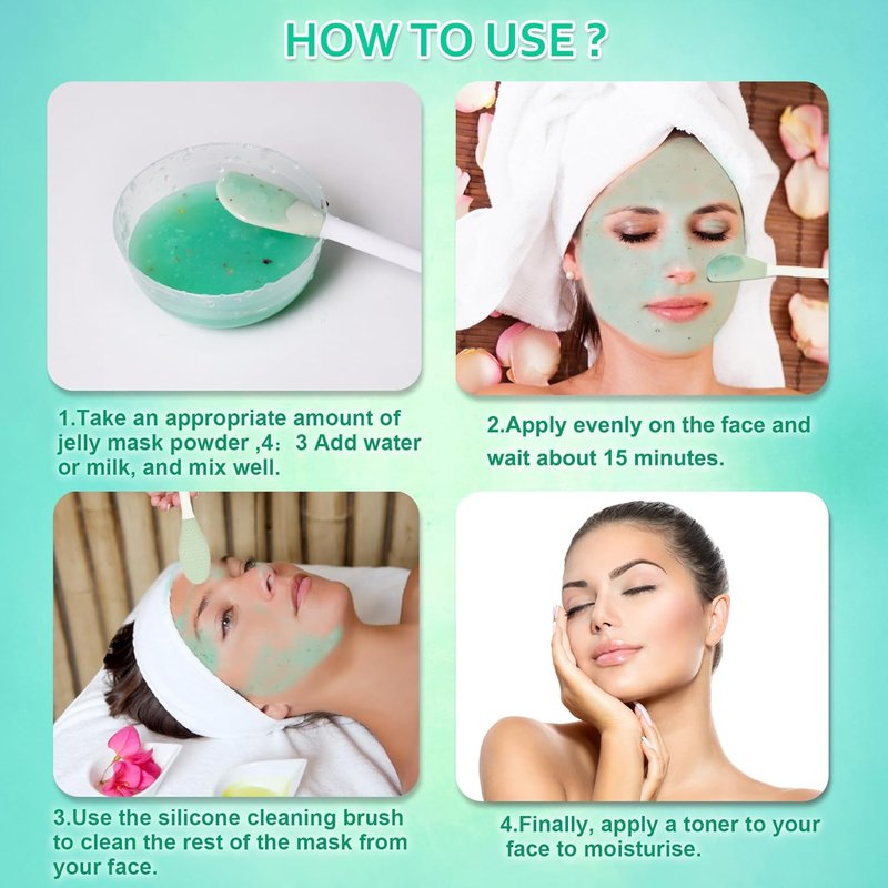 Hydrating Jelly Facial Mask Powder Set | Hyaluronic Acid, Rose, 24K Gold, Aloe Vera - Deep Cleansing & Moisturizing