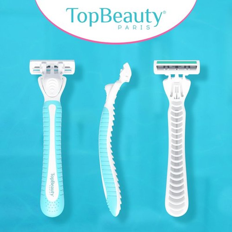 TopBeauty Paris Slim Razors for Women - Manual Razor with Refills (4 Handles + 76 Replaceable Cartridges) - 3-Blades Technology - Beautiful Price - Bikini Razor - Soft Shave & Loving Care