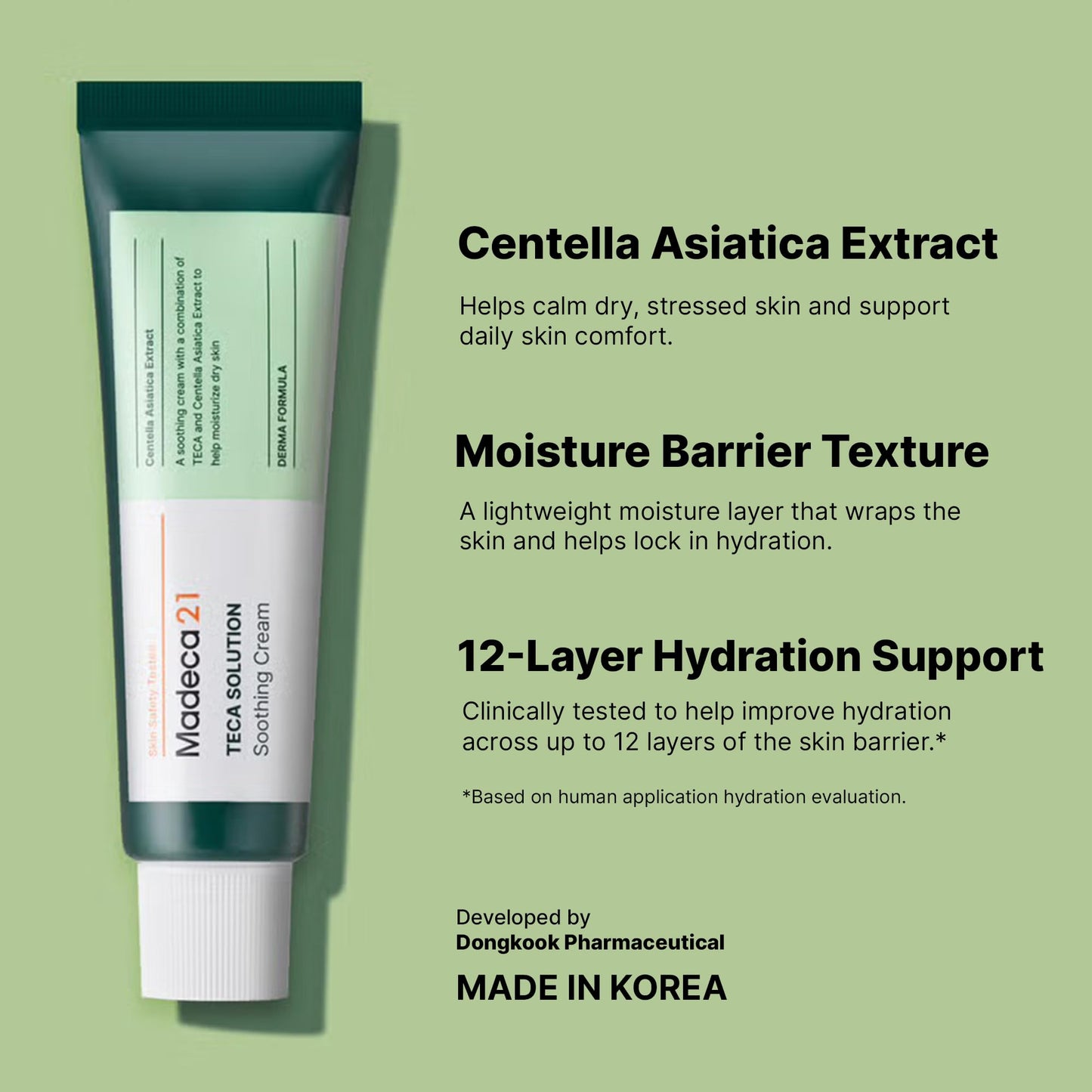 TECA Madecassoside Centella Asiatica Cream (1.69fl oz) –Korean Skin Care Cica Soothing Moisturizer for Sensitive Skin, Redness Relief & Barrier Repair, Lightweight Daily Hydrating Face Cream (2 Pack)