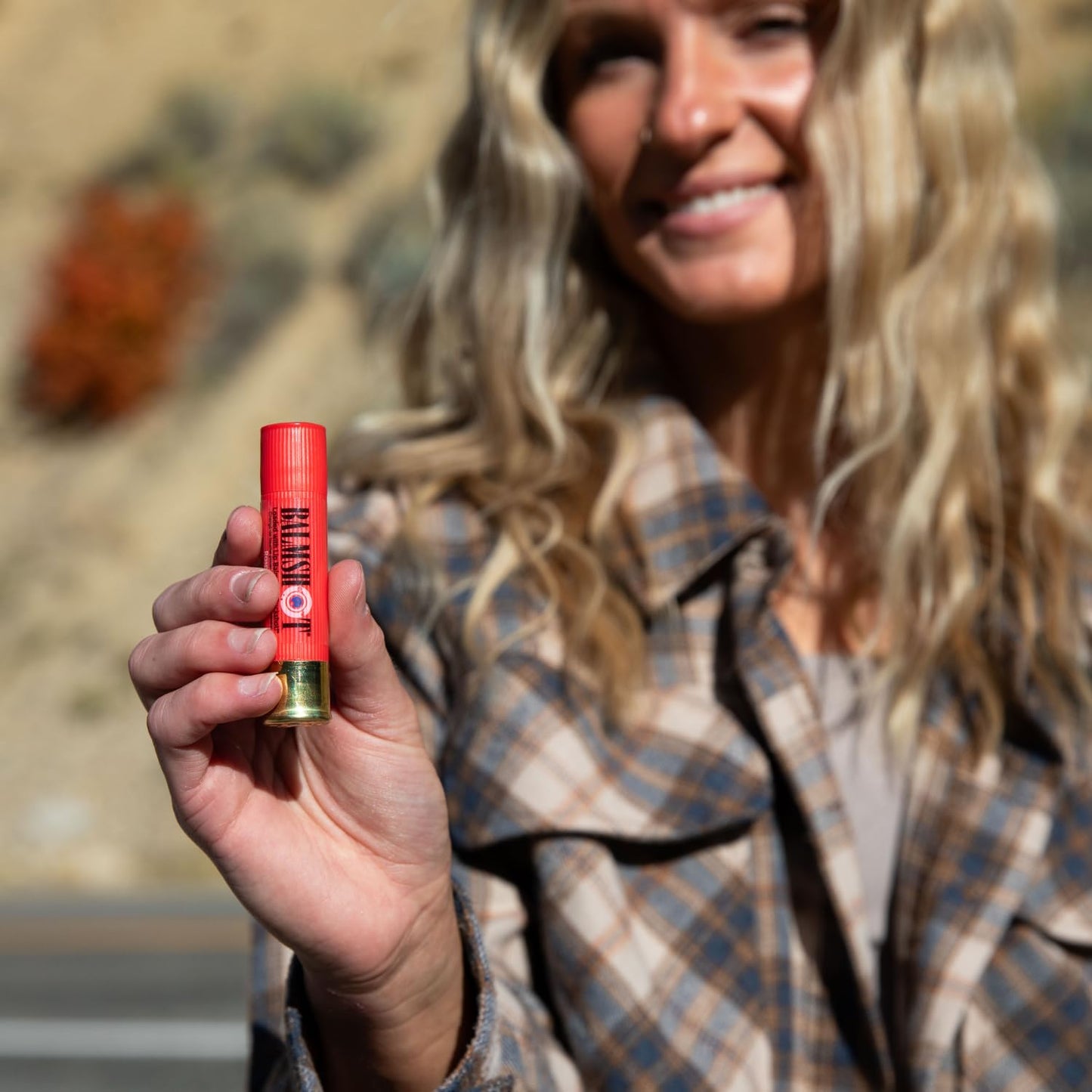 BALMSHOT Pomegranate Lip Balm SPF 15 (2-Pack) – Natural Beeswax Chapstick, Moisturizing Lip Protector for Very Dry Lips, 20-Gauge Brass Shotgun Shell Case, Outdoor Heat Tolerant, Made in USA