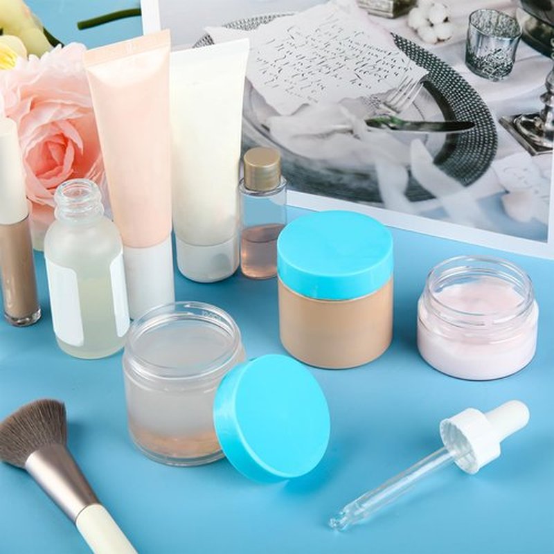 6 Pack Clear Container with Lids Small Plastic Pot Jars Wide Mouth Round Leak Proof Plastic Container Jars with Lid for Travel Storage, Eye Shadow, Nails, Paint, Jewelry (2 oz, Blue)