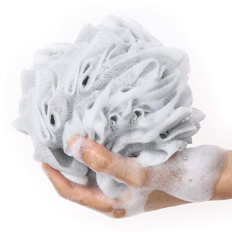 BTYMS 4 Pieces Loofah Sponge Shower Puff Exfoliating Bath Sponge 60g Mesh Pouf Bath Loofahs Black Shower Scrunchies for Bathing