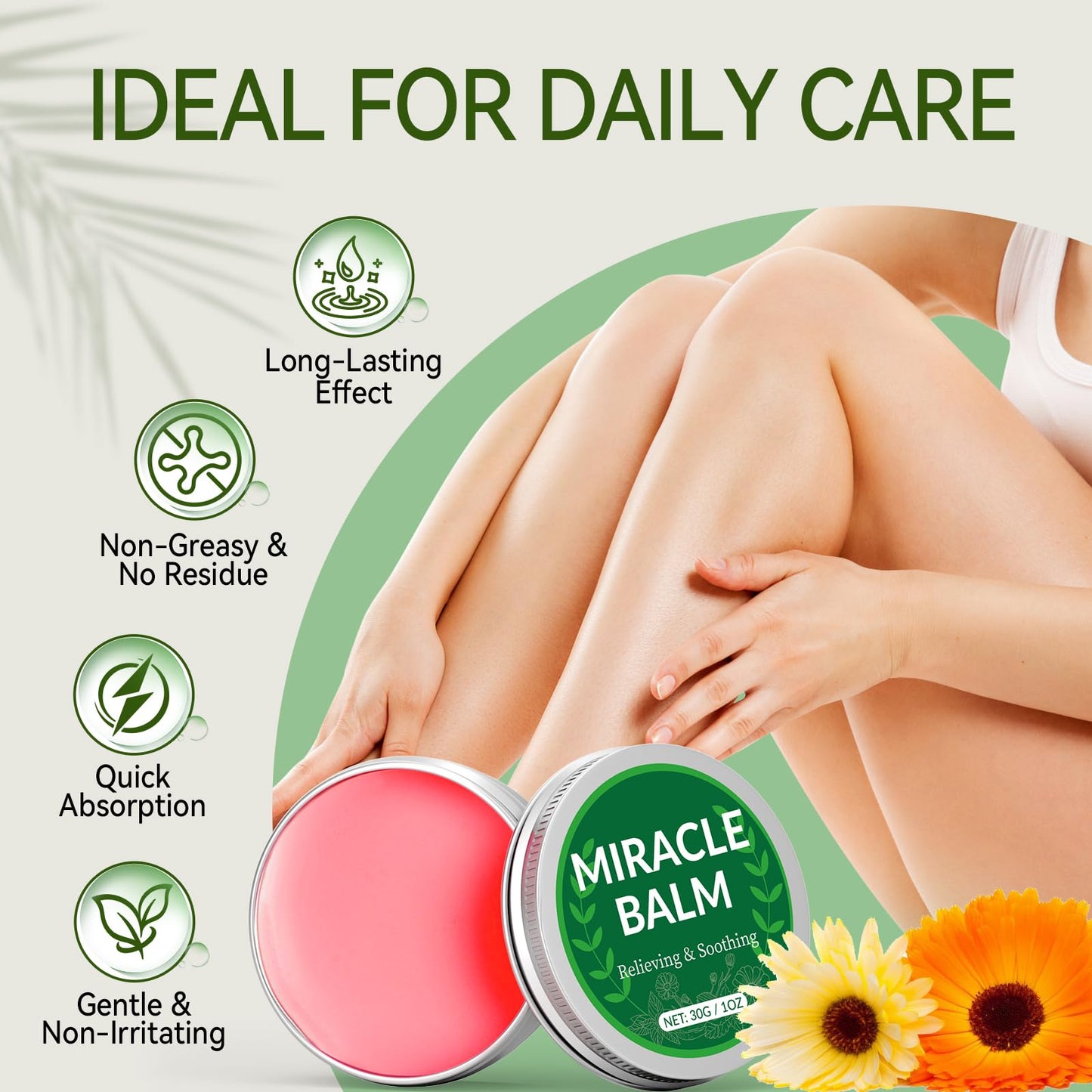HGFDSWA Miracle Balm, 2 Pack Original Balm for Swollen Legs, Back, Hands & Body, 2 Oz Soothing Cream for Whole Body with Natural Ingredients & Moisture, Long-Lasting & Powerful