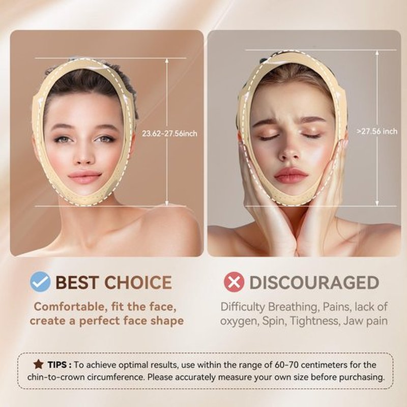 Reusable V Line Face Strap, Soft Silicone Chin Strap for Women 23-27 Inches(Skin tone)