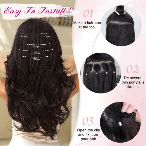 SUZYACCKR Clip in Hair Extensions For Women，Drak Brown Long Stright Layered Hair Extensions 18 inch 5PCS Hair Extension Thick Set Natural Soft Hair
