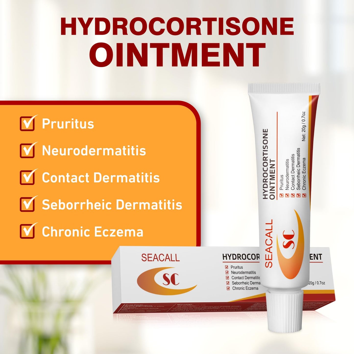 Seacall Hydrocortisone Cream - OTC Anti-Itch Relief for Eczema, Dermatitis & Skin Irritations | Maximum Strength Topical Treatment