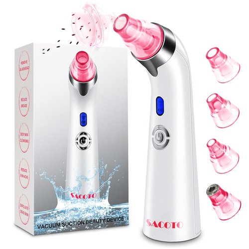 Blackhead Remover Pore Vacuum, Face Suction Pore Cleanser, 5 Suction Power Electric Blackhead Extractor Tool, 4 Probes, Blackhead Suction Remover for Women & Men (Pink)