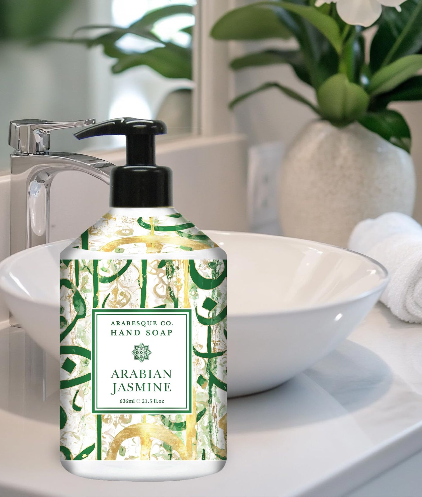 Home & Body Company Arabesque Co. Hand Soap Set 4-Pack (21.5 fl oz Each) – Arabian Jasmine, Oud Rosewood, Orange Blossom & Egyptian Musk – Moisturizing Liquid Soap for Kitchen & Bathroom