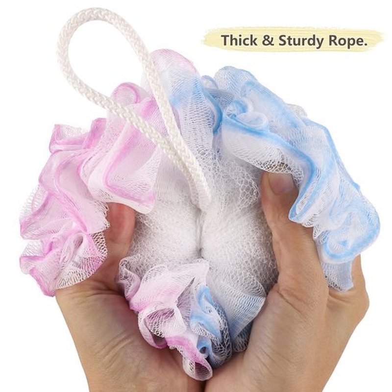 BTYMS Large Loofah Sponge 75g/Pc, Exfoliating Shower Pouf Bath Scrunchies Bath Scrubber Body Loofahs for Shower - Set of 4