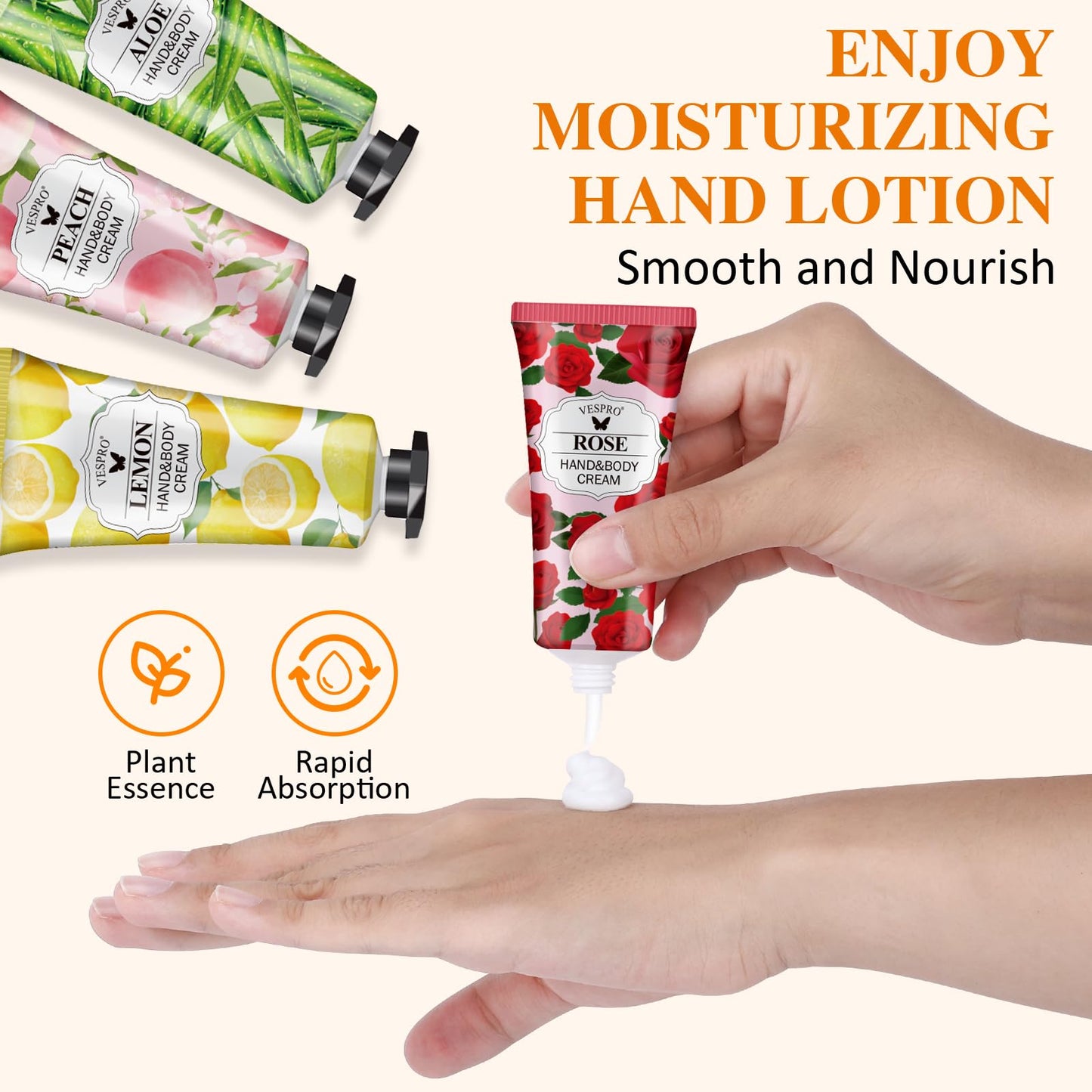 VESPRO 126 Pack Hand Cream Set, Small Gifts for Women, Bulk Hand Lotion Travel Size for Dry Cracked Hands, Mini Hand Lotion for Bridesmaid Gifts, Employee Appreciation Gifts and Teacher Gifts