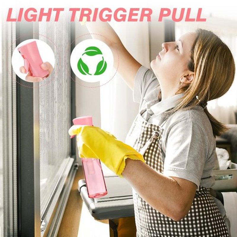 Continuous Spray Bottle for Hair (10.1oz/300ml) 2 Pack Mister Spray Bottles for Cleaning Empty Ultra Fine Water Mist Sprayer for Hairstyling Plant Garden Curly Hair Etc (Pink Transparent)