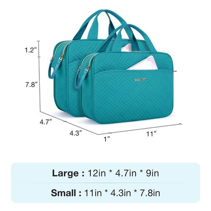 BAGSMART Large Toiletry Bag, Travel Makeup Organizer Water-resistant Makeup Cosmetic Bag Travel Bag for Accessories, Shampoo, Full Sized Container, Toiletries (Teal, Large)