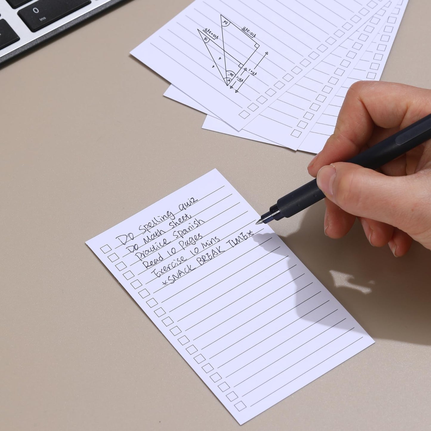 Vertical Ruled Index Cards 3x5 with Check Boxes,Double Sided Ruled Note Card for To Do Checklists, Heavy Weight Flash Cards for Studying,School, Home and Office - White,100 Pack
