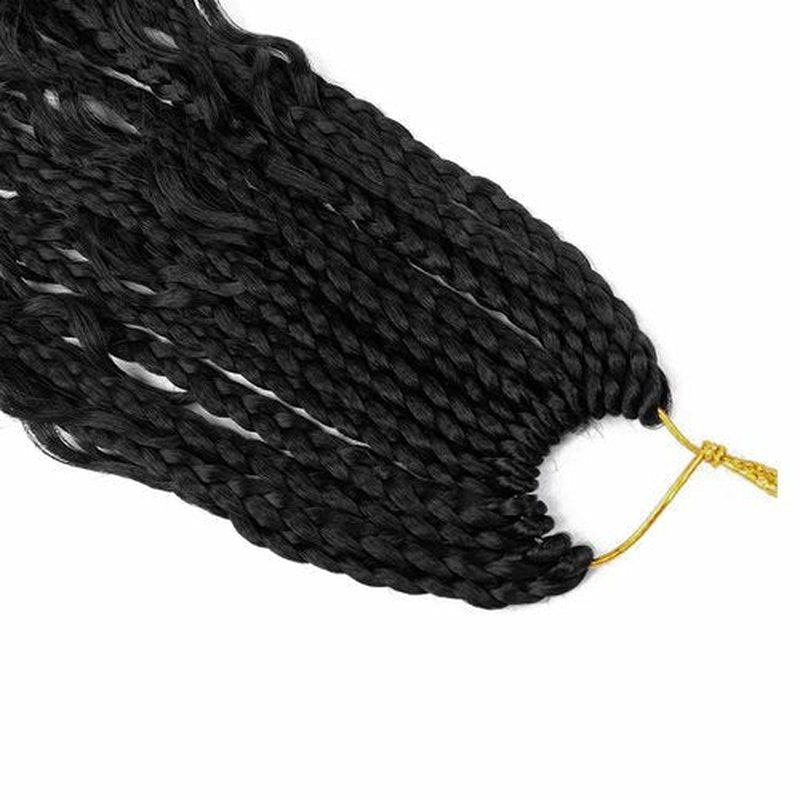 8 Packs Goddess Box Braids Crochet Hair 16 Inch Crochet Box Braids with Curly Ends Boho Bohemian Braids Crochet Braid Hair for Women (1B, 16 inch 8 pack)