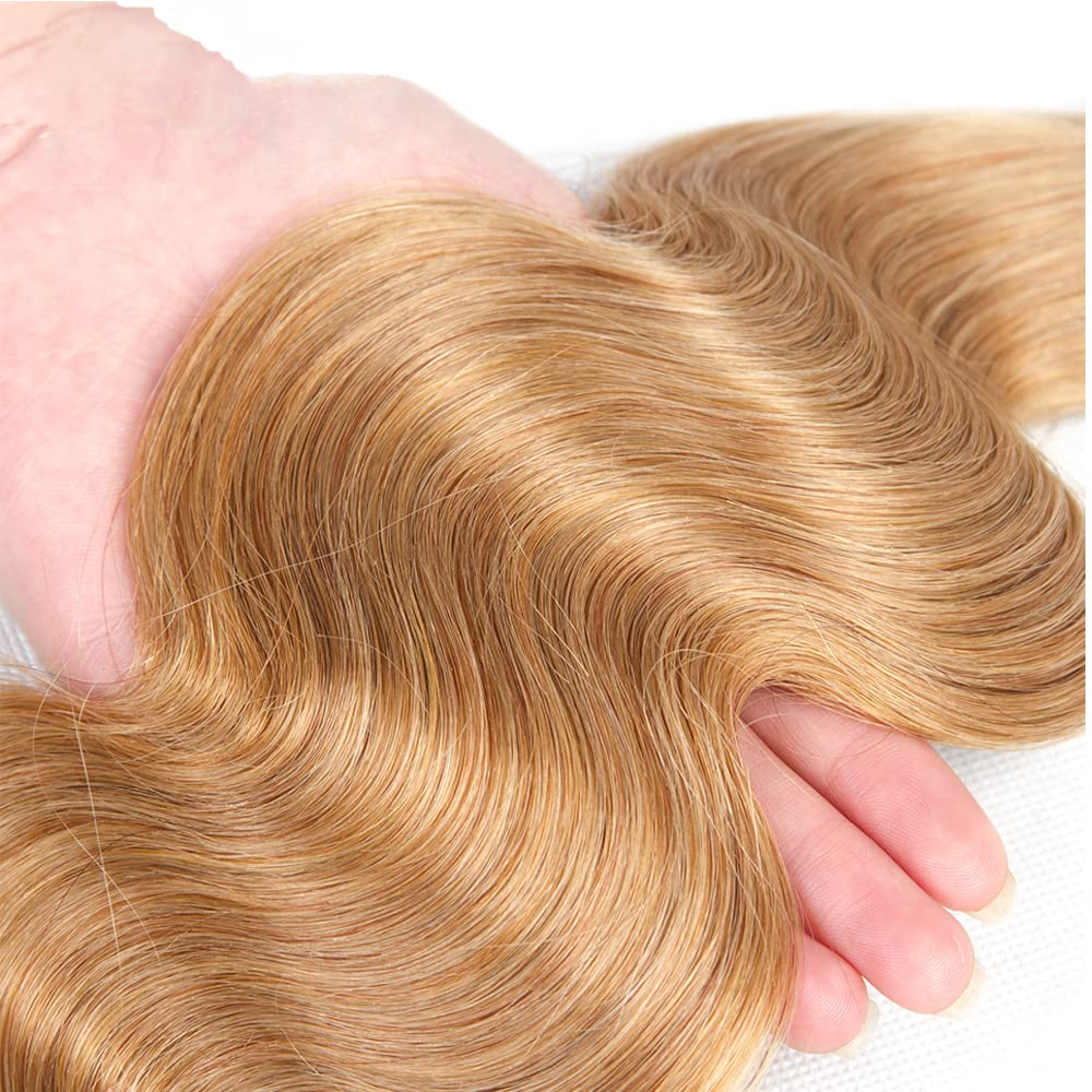 Blonde Bundles Human Hair Honey Blonde Body Wave Bundles 22 22 Inch Color #27 Human Hair Bundles Peruvian Golden Blonde Body Wave Bundles Hair Weave 200g