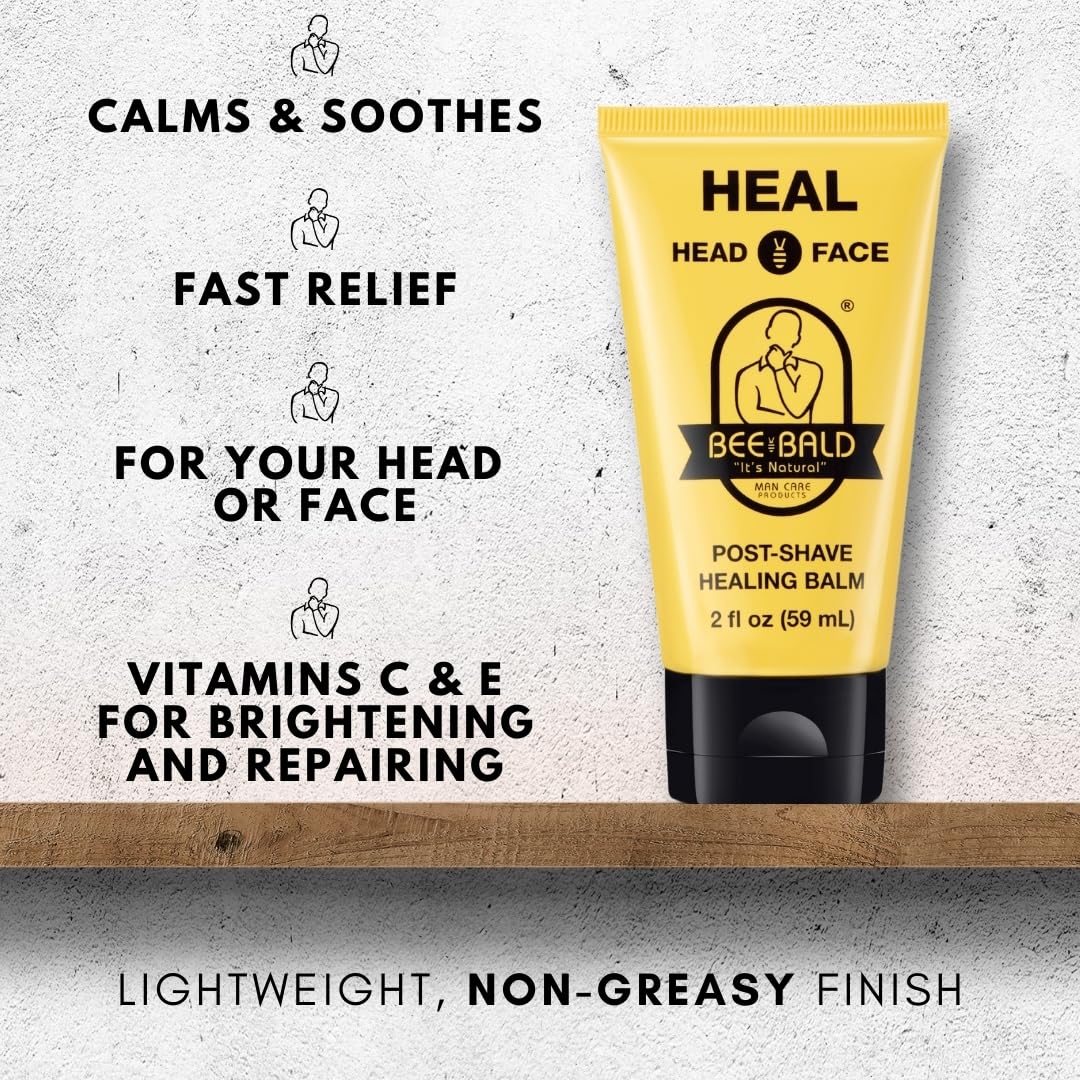 Bee Bald HEAL Aftershave Balm for Men - Soothes Razor Burn & Skin Irritations | 2 Fl Oz