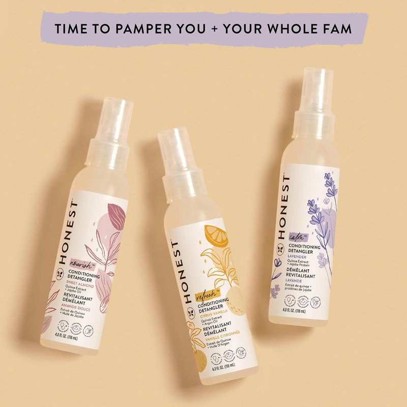 Conditioning Hair Detangler Spray Variety Pack - Tear-Free & Hypoallergenic | Lavender, Citrus Vanilla, Sweet Almond | 4 fl oz Each (Pack of 3)
