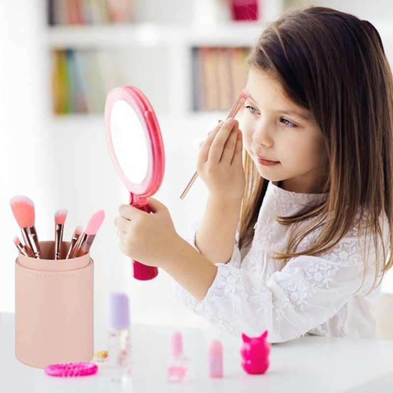 5 Pcs Stich Makeup Brushes with Brushes Holder, Interstellar Baby Makeup Brushes, Stich Stuff for Girls and Women(Pink)