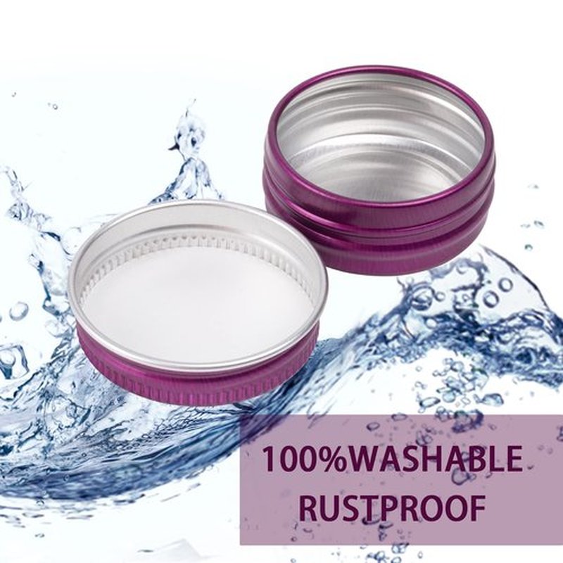 0.5 oz Screw Top Aluminum Tin Jar with Screw Lid and Blank Labels (Purple - Pack of 32)
