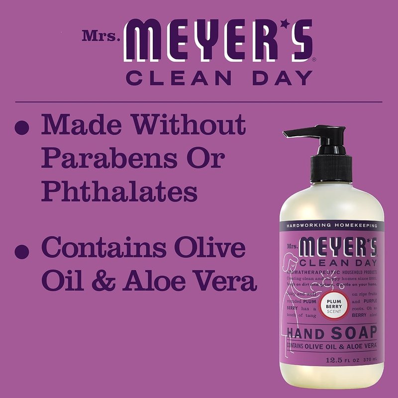 Mrs. Meyer's Clean Day Plum Berry Hand Soap Refill - 33 Fl Oz | Pack of 4