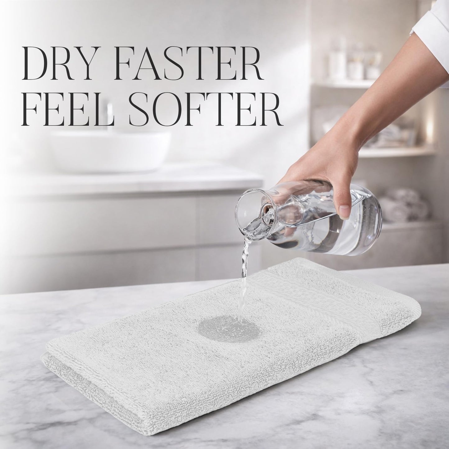 RIVERSIDE 12-Pack Premium 100% Cotton White Face Towels for Bathroom [12x12] - Reusable Luxury Face Wash Cloths for Showering - 550 GSM Super Soft & Absorbent Washcloths for Body, Spa & Gym