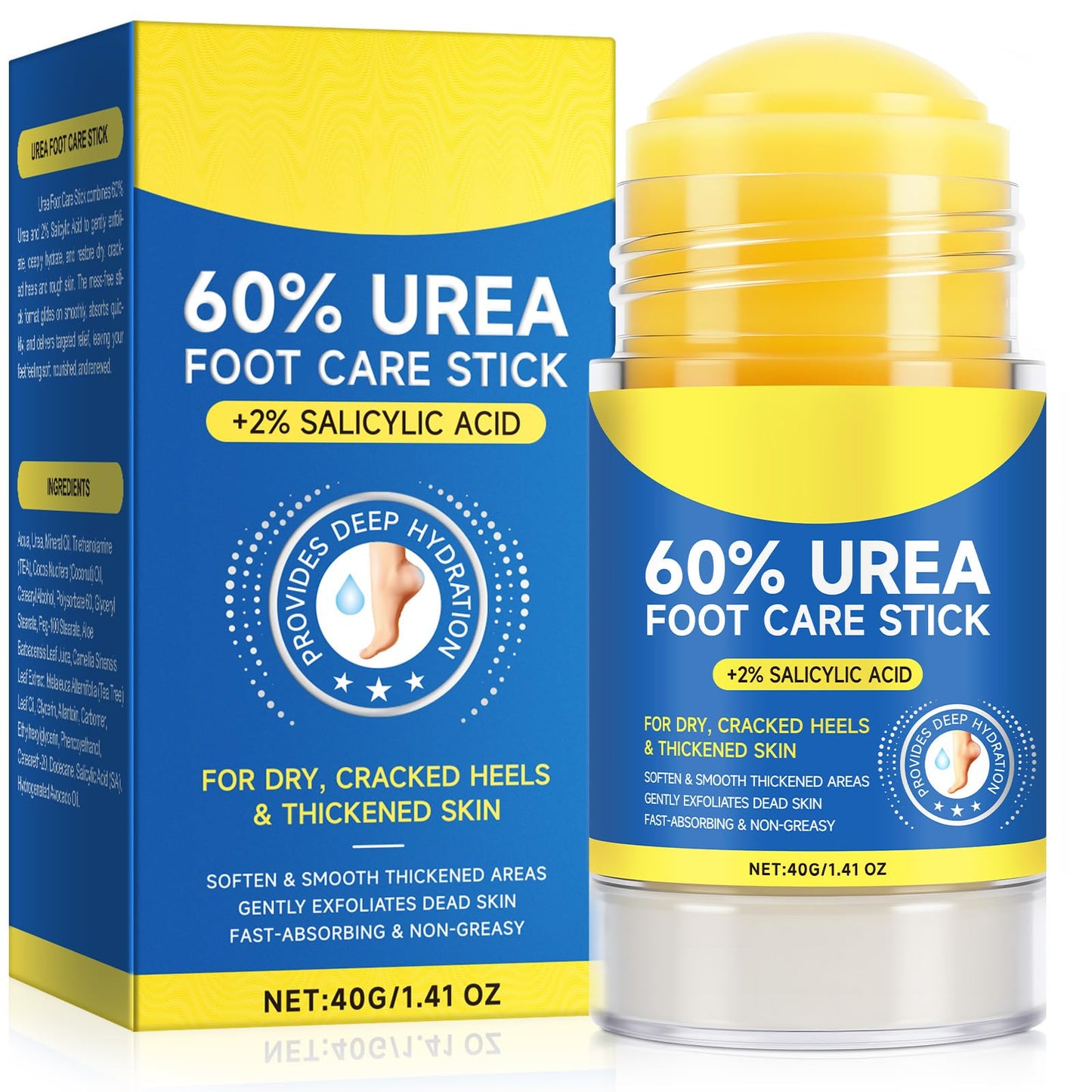 FANSHI Urea Stick 60% High Potency, Foot Care Urea Stick for Deeply Moisturizing & Fast Absorbing, Exfoliation for Dry Cracked Heels & Thickened Skin