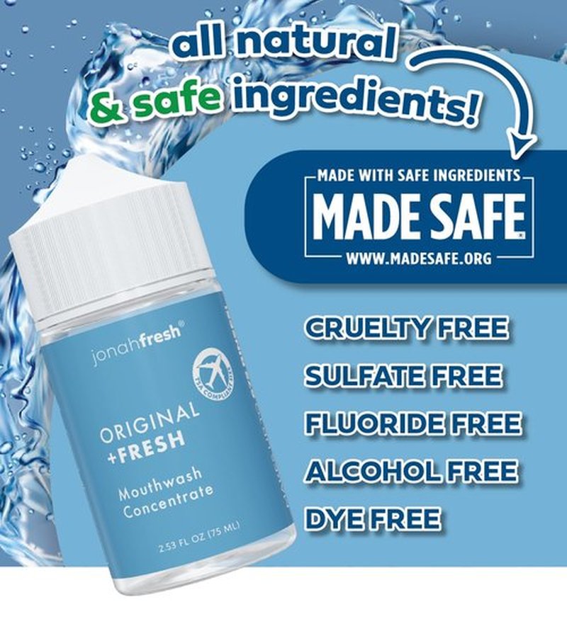 Jonah Fresh All Natural Mouthwash Concentrate | SLS Free | PEG Free | Made Safe Certified (Original Concentrate, 2 Pack (Total 5.06 fl oz) Makes 448 Fl Oz)