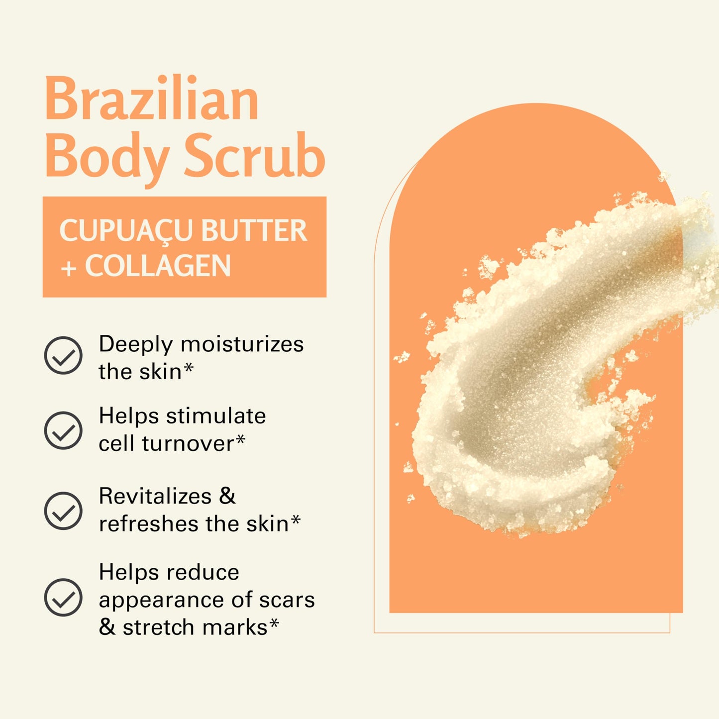 Firming & Moisturizing Brazilian Body Scrub for Body, Hands & Feet, Gentle Body Exfoliator with Cupuacu Butter, Jojoba Oil & Collagen, 16 oz (453 g) by M3