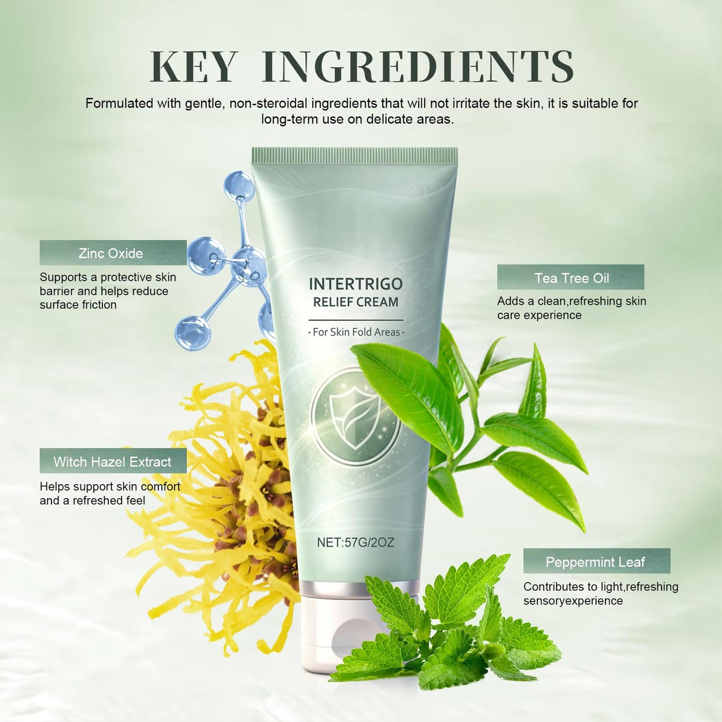 New Intertrigo Cream,Professional Intertrigo Relief Cream, Skin Fold Care & Chafing Support Cream With Zinc Oxide & Undecylenic Acid Helps Soothe Irritated Skin, Moisture & Friction Control (2PCS)
