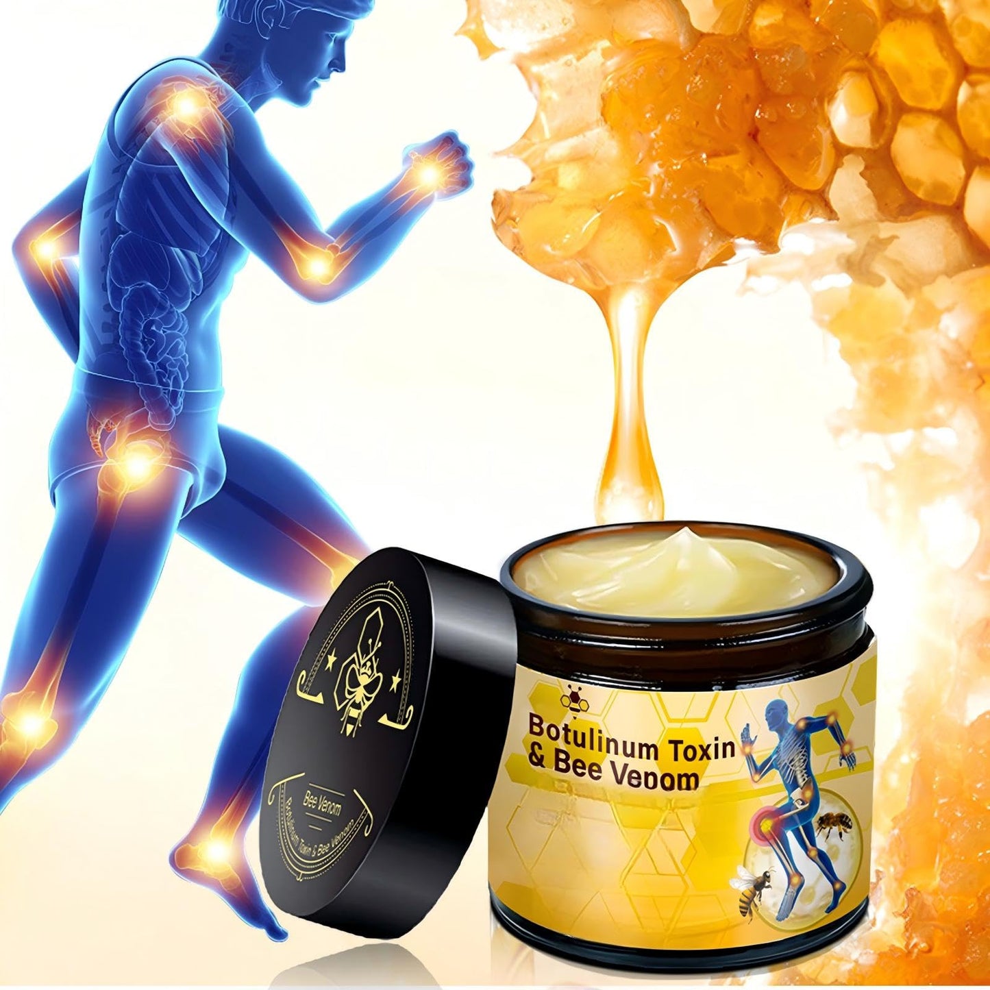 2 Pcs Botulinum Bee Venom Bone Healing Cream,Soothing Joint Muscle Rub for Back, Neck, Hands, Feet.