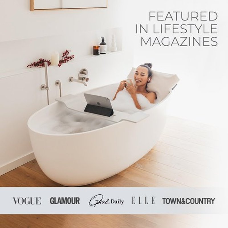 BADESOFA® Luxury Bath Tub Pillow for Feet | Premium-Quality Materials | Comfortable & Quick-Drying | Washable Bath Cushion in Grey | Home Spa Accessories | Universal Fit for Any Bathtub