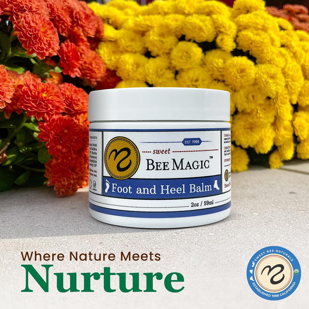 Sweet Bee Naturals Organic Foot Balm - Intensive Heel Balm for Dry Cracked Feet - Natural Moisturizing Treatment for Cracked Heels - Heel Cream Softener for Rough Skin Repair 2 Jars (4 OZ)