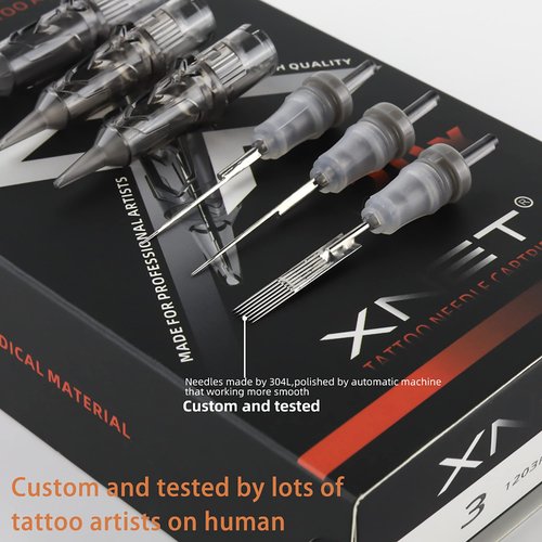 Xnet X-RAY #12 Standard 25RM Tattoo Cartridges 20pcs Disposable 0.35mm 25 Curved Magnum Needles for Professional Tattoo Artists Permanent Makeup Tattoo Supplies