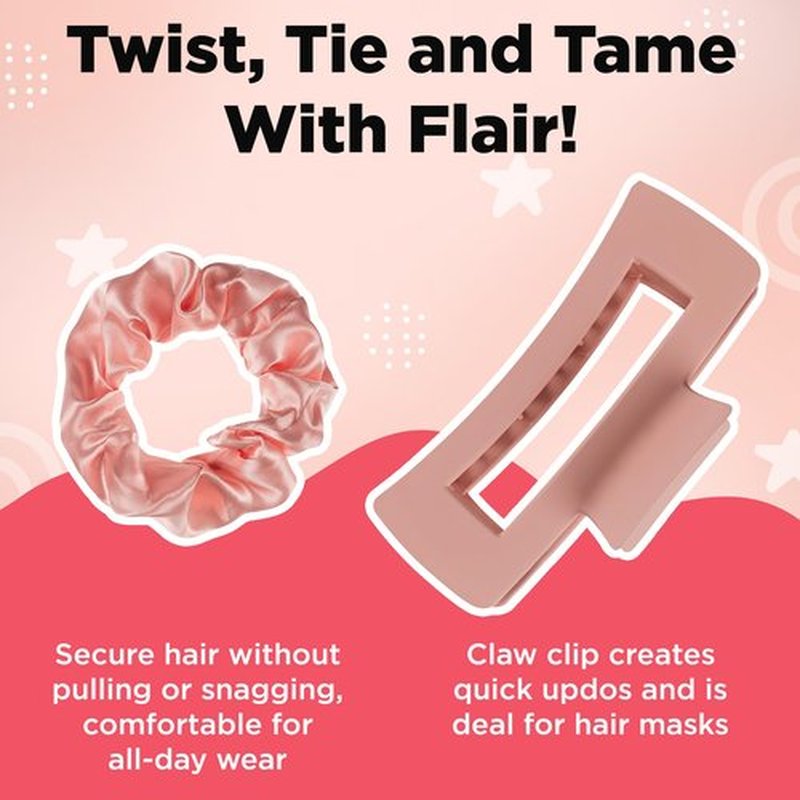 6 Pcs Hair Brush Set with Brush & Combs - Detangling Brush for All Hair Types with Wide Tooth & Tail Comb, Scrunchie & Claw Clip - Hair Care Gift Set with Stickers for Teen Girls, Women & Kids