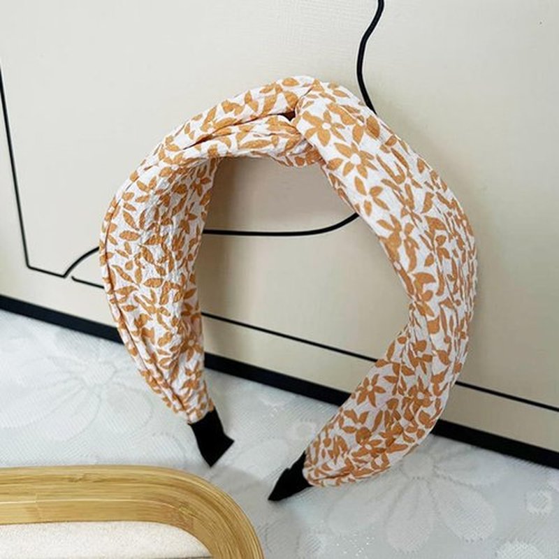 KOVOLITU 4 Pack Small Floral Printed Headbands Wide Knotted Headbands for Women Cross Knot Fashion Hair Bands