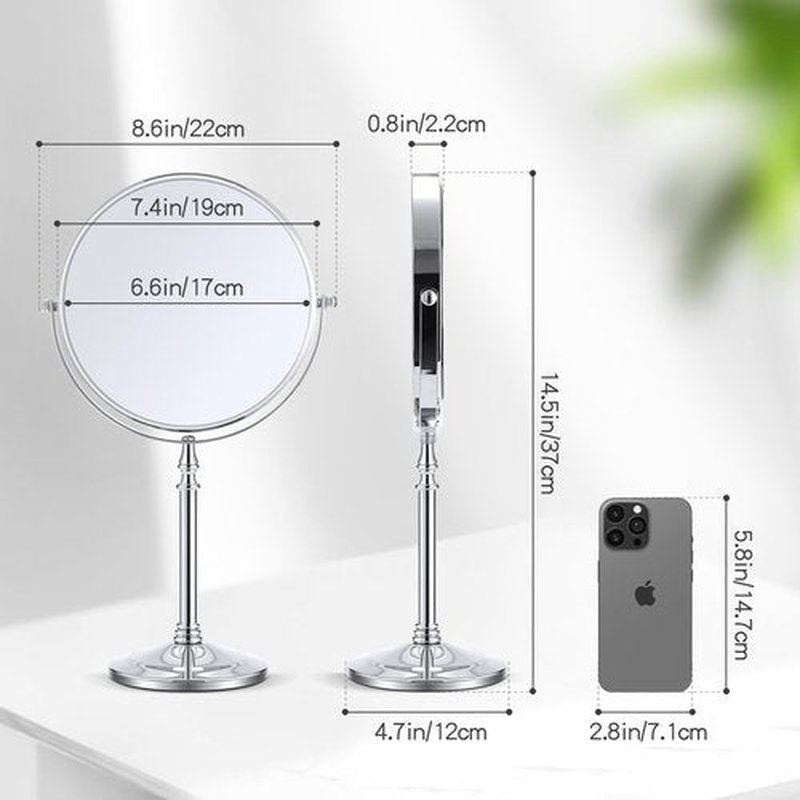MIYADIVA Magnifying Mirror 20x, Double Sided 1X & 20X Magnifying Mirror on Stand, Large Tabletop Magnified Vanity Mirror, Magnified Mirror with 360°Rotation for Bathroom or Bedroom,8 Inches