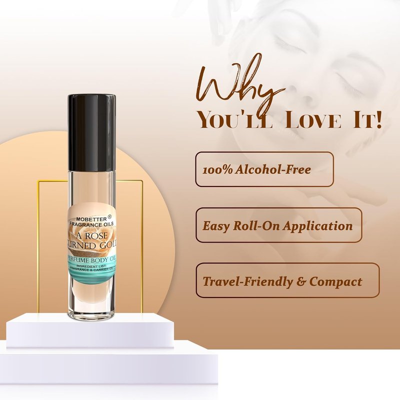 Rose Turned Gold Perfume Oil for Women - Luxurious Fragrance Blend