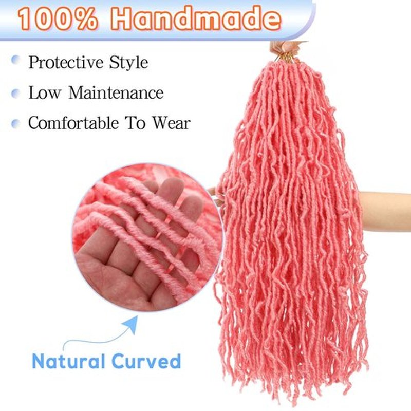 Pink Soft Locs 22 Inch Faux Locs Crochet Hair 7 Packs Faux Locs Hair Goddess Locs Crochet Braids For Black Women Pre Looped Butterfly Locs Crochet Hair Braids Extensions(22inch, 7 Packs, Pink)