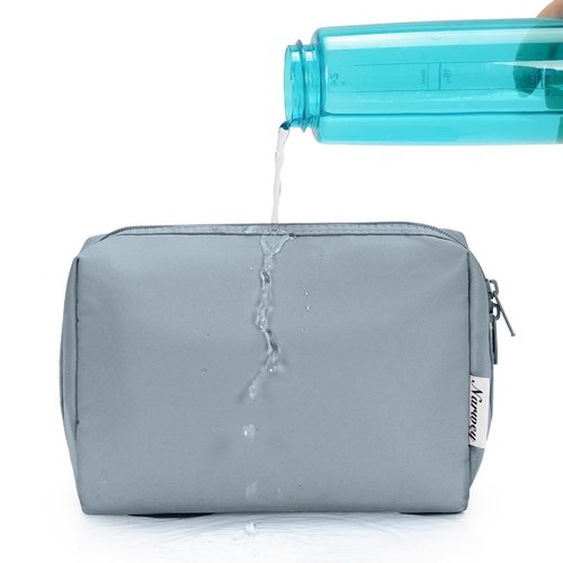 Large Makeup Bag Zipper Pouch Travel Cosmetic Organizer for Women (Large, Greyish Blue)