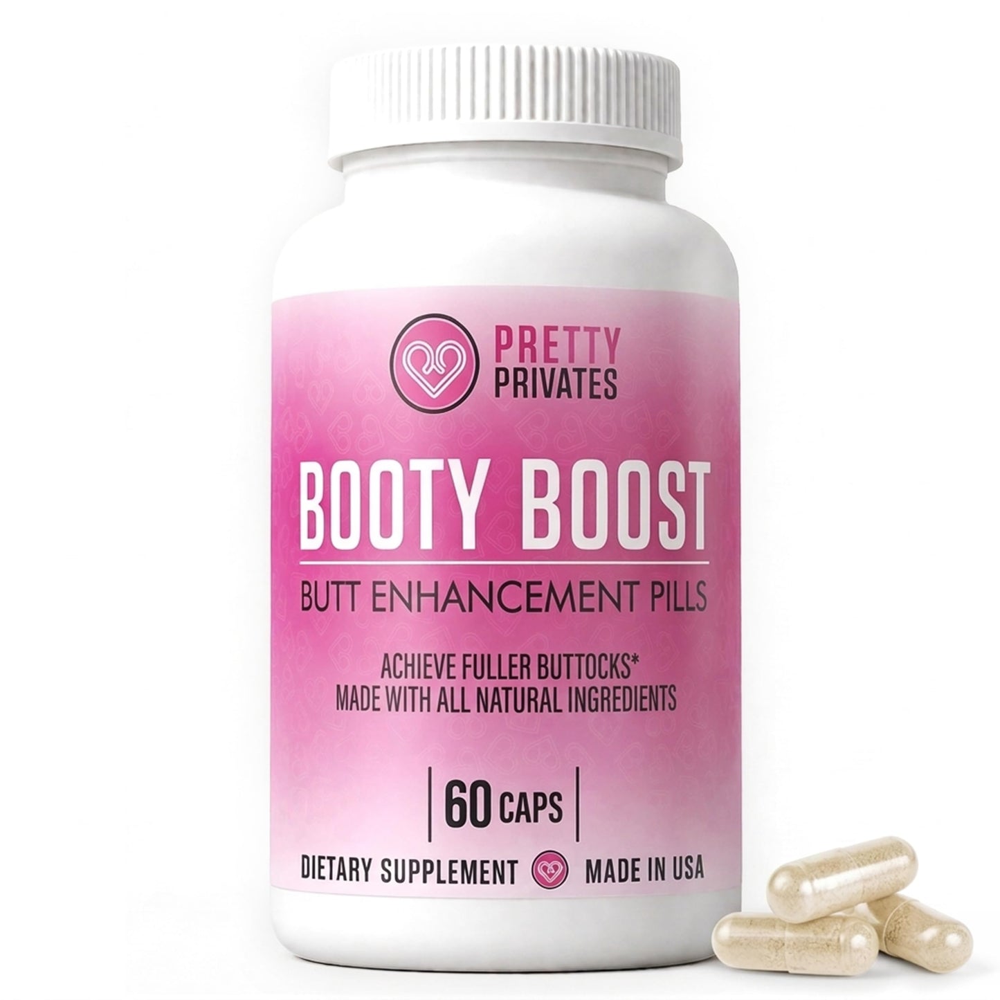 Pretty Privates Butt Enhancer Supplement - Works with Your Body for Curves and Body Confidence - Use with or Without Butt Cream - 60ct
