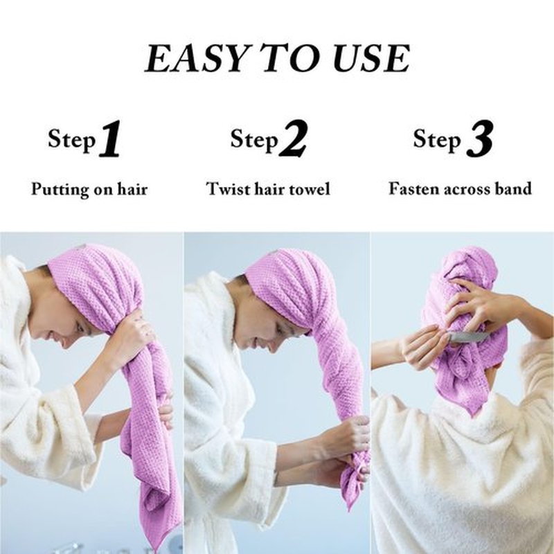 Wuwahold Microfiber Hair Towels, Waffle Hair Towel Set, Super Soft Highly Absorbent, Sturdy Quick Drying Turbans for Long, Thick, Curly Hair (5 Pack, 40" x 20")