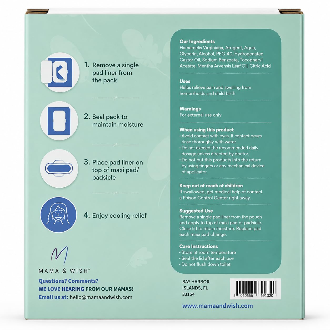 Mama & Wish Witch Hazel Foam and Pad Liners Bundle - Postpartum Essentials