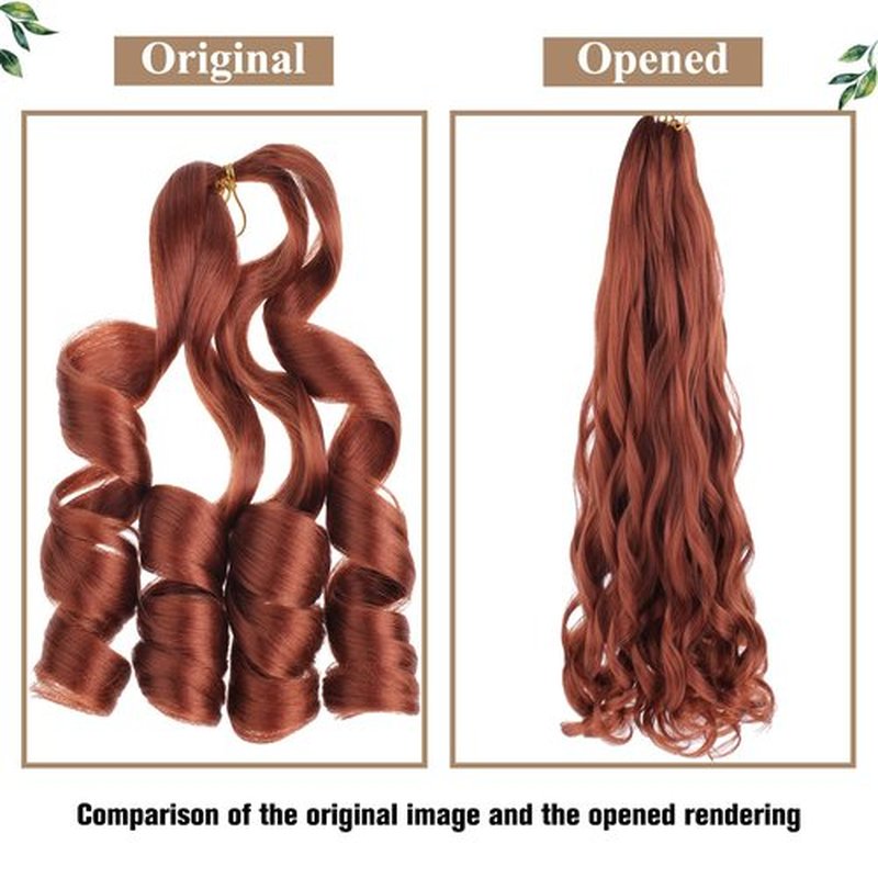 COOKOO 30 Inch 9 Packs Pre Stretched French Curly Braiding Hair Ginger Bouncy Loose Wave Braiding Hair Copper Red Spanish Curly Braids for Black Women Wave Crochet Synthetic Braids Hair Extentions