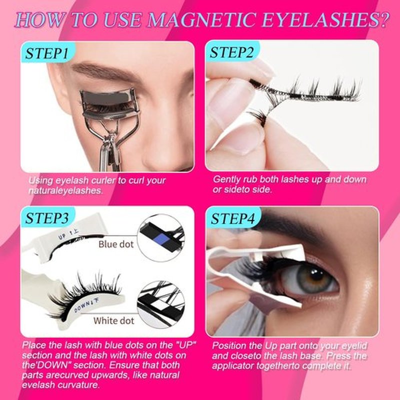 Krafty Magnetic Eyelashes,Magnetic Eyelashes with Applicator，Krafty Magnetic Eyelashes Without Eyeliner Natural Reusable，Reusable Eyelashes Magnetic Lashes，Magnetic Lashes Kit Easy to Wear and Remove