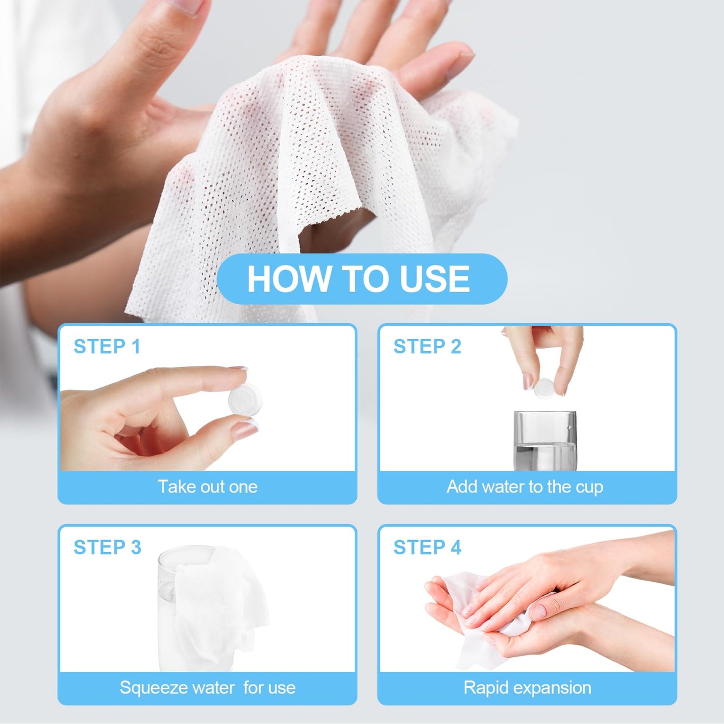 YLICKAI 200 PCS Compressed Towel, Disposable Thicker Portable Towels, Camping Wet Compressed Hand Towel for Travel Camping Home Grooming