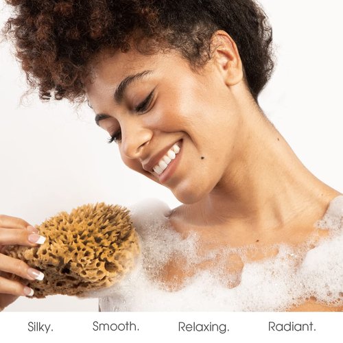 Naroa Soft Natural Sponge | Gentle Sea Sponge for Bathing Healthy Skin | Unbleached Shower Body Scrubber Puff | Eco Friendly Bath Spa Sponge (Soft - Large)