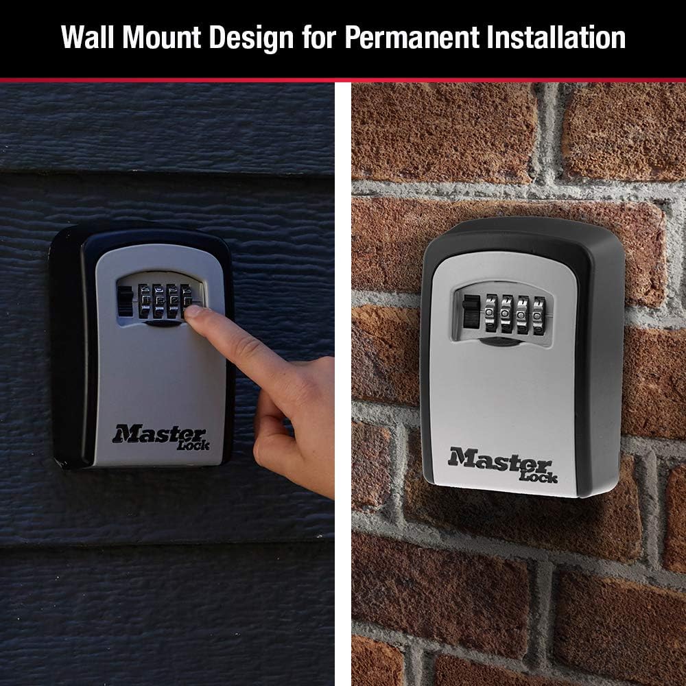 Master Lock Set Your Own combination Wall Mount Lock Box, 5 Key capacity, Black 5401EC